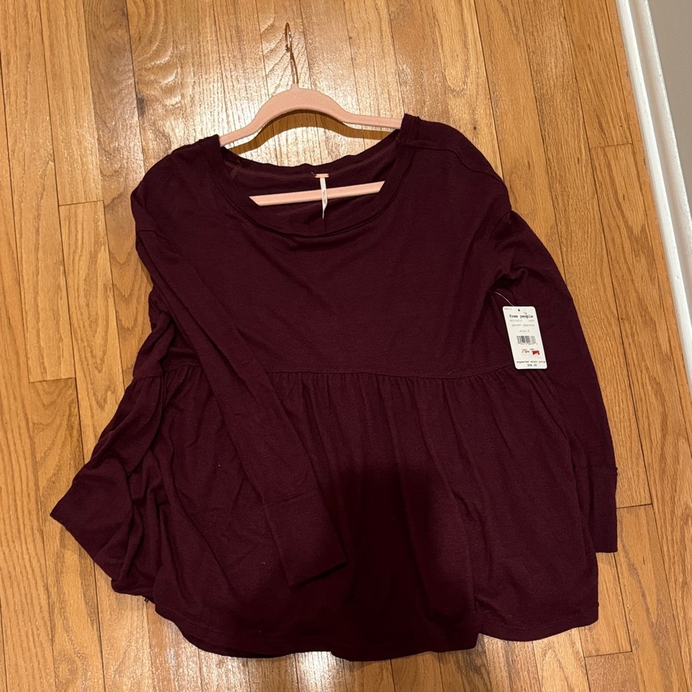 Free People Deep Burgundy Long Sleeve Top - Picture 5 of 5